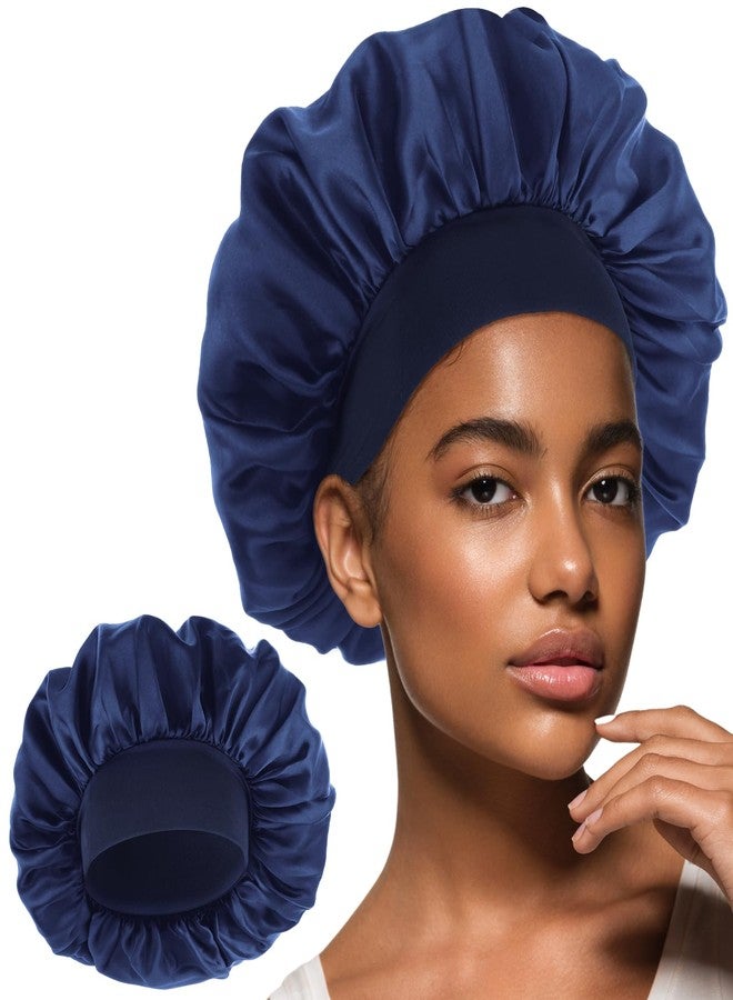 WLLHYF Silk Bonnet for Men, Satin Bonnet Single Layer Elastic Band Silk Sleep Cap Black Soft Adjustable Hair Cap Hair Wrap Large Bonnets for Women Sleeping - Image 2